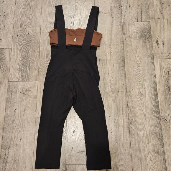 Free People Movement Black and Brown She's a Maniac Jumpsuit Woman Size S - Picture 2 of 5
